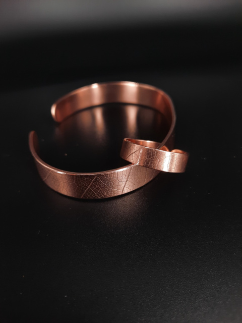 Komplet "Leśny szept" - wąska bransoletka i pierścionek