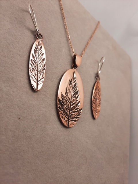 Miedziane kolczyki i wisiorek Trybula Leśna